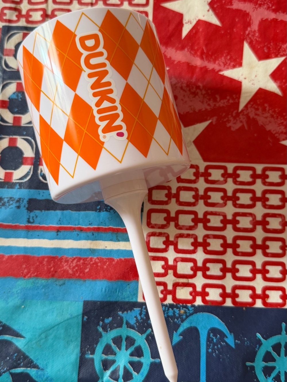 Orange Argyle Dunkin' Donuts Tee coffee Cup Holder - PROMO ITEM! - (June 2026)